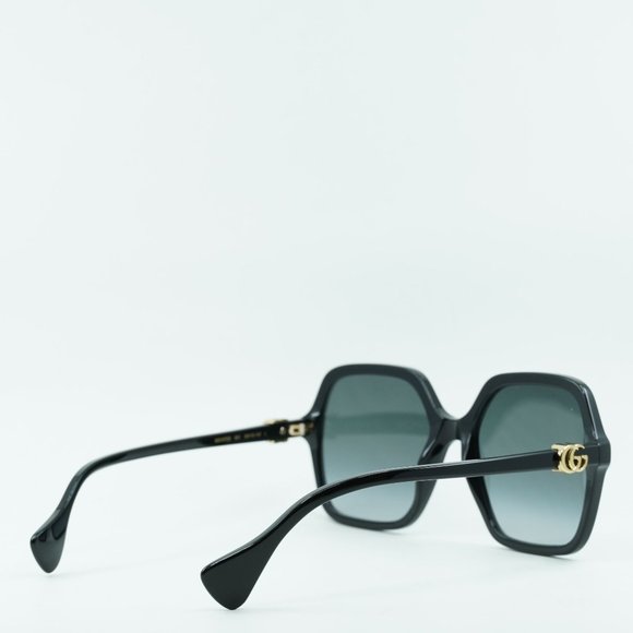 💯 NEW GUCCI GG1072SA 001 SHINY BLACK GREY GRADIENT SQUARE SUNGLASSES - Picture 8 of 11
